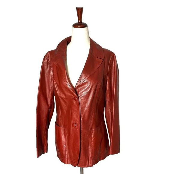 Vintage 70s Augusto Gonzalez Leather Blazer Medium - Picture 4 of 4